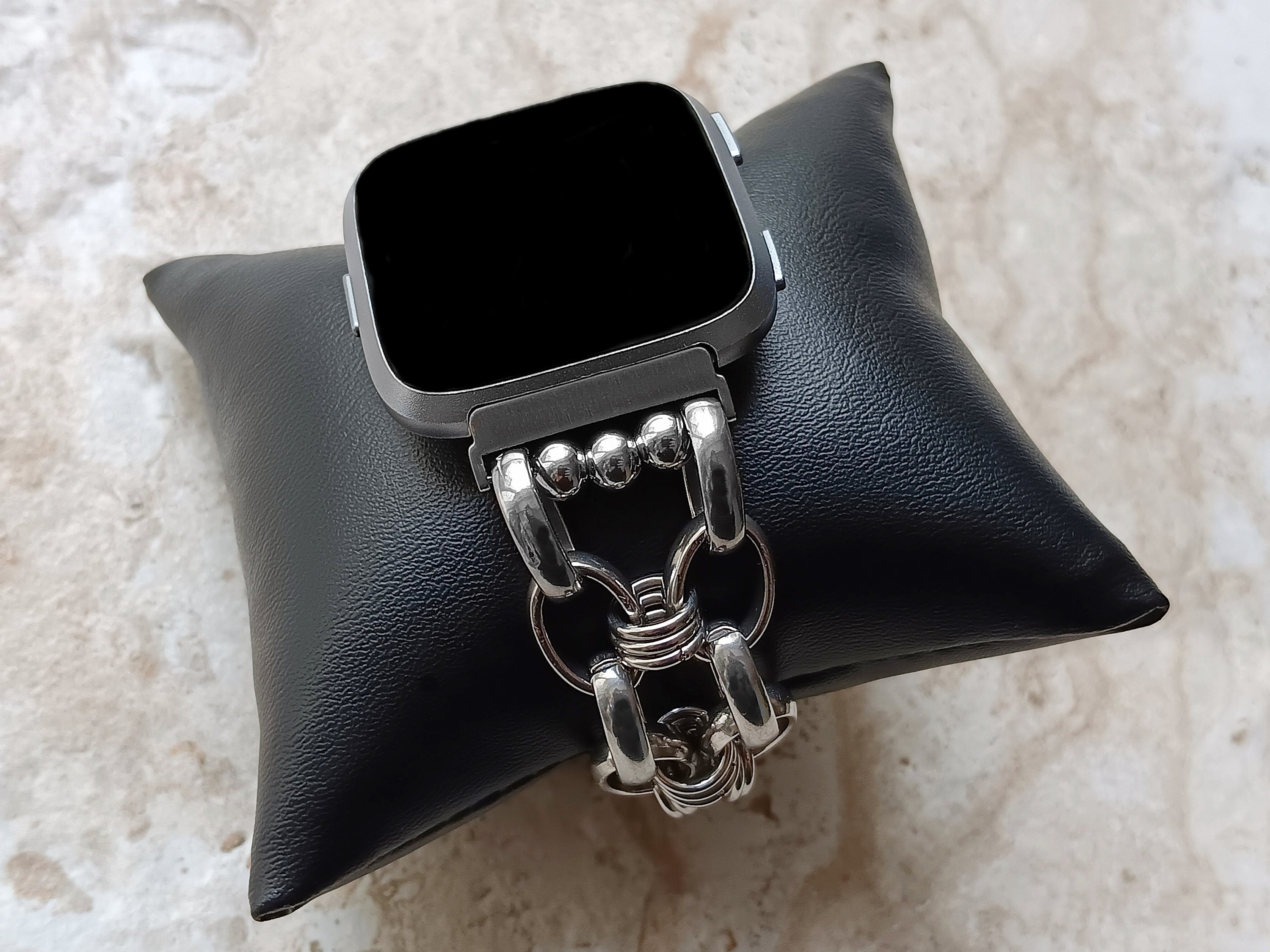 Fitbit Versa 2 3 4 Sense 2 Braided Silver Color Stainless Steel Bracelet Smartwatch Fitness Tracker Band Chain Links Handmade Unique Jewelry